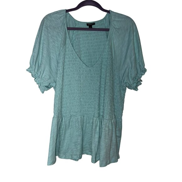 Torrid Peplum Smocked Top In Mint Green Short Sleeves Size 3 - Picture 1 of 7